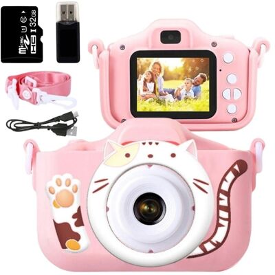 ZeeTech Aparat Cyfrowy Dla Dzieci, Bambino, Gruby Kotek Z Kartą Pamięci 32 Gb, Różowy ZeeTech Aparat Cyfrowy Dla Dzieci, Bambino, Gruby Kotek Z Kartą Pamięci 32 Gb, Różowy
