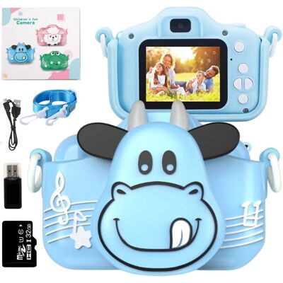 Aparat Cyfrowy Dla Dzieci, Bambino, Krówka 40 Mpx z Kartą Pamięci 32GB, Niebieski Aparat Cyfrowy Dla Dzieci, Bambino, Krówka 40 Mpx z Kartą Pamięci 32GB, Niebieski