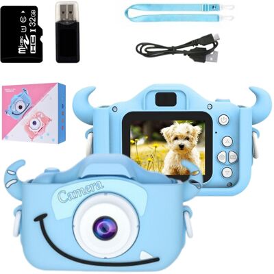 ZeeTech Aparat Cyfrowy Dla Dzieci, Bambino, Potworek 40 Mpx z Kartą Pamięci 32GB, Niebieski ZeeTech Aparat Cyfrowy Dla Dzieci, Bambino, Potworek 40 Mpx z Kartą Pamięci 32GB, Niebieski