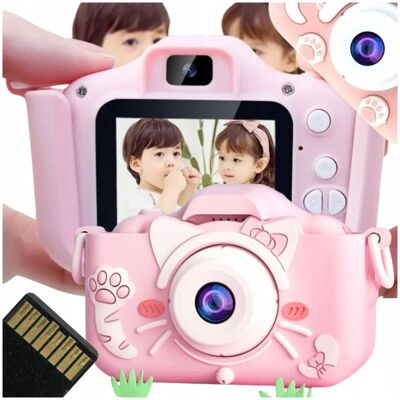 Galaxia Aparat Cyfrowy dla Dzieci Dziecka Fotograficzny Kotek Różowy + Karta 32 GB Galaxia Aparat Cyfrowy dla Dzieci Dziecka Fotograficzny Kotek Różowy + Karta 32 GB