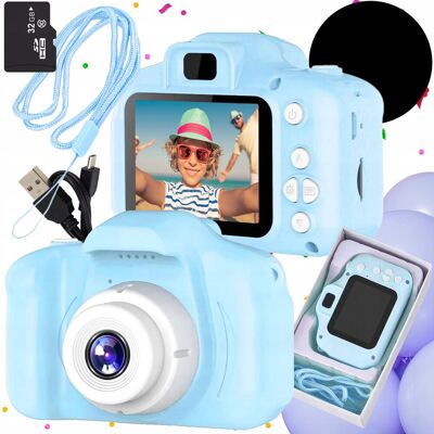 Lewer Aparat Cyfrowy Dla Dzieci Dziecka Fotograficzny Niebieski Gry + Karta 32Gb Lewer Aparat Cyfrowy Dla Dzieci Dziecka Fotograficzny Niebieski Gry + Karta 32Gb