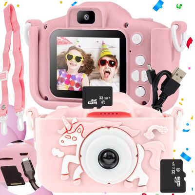 Lewer Aparat Cyfrowy Dla Dzieci Dziecka Fotograficzny Różowy Unicorn + Karta 32Gb Lewer Aparat Cyfrowy Dla Dzieci Dziecka Fotograficzny Różowy Unicorn + Karta 32Gb