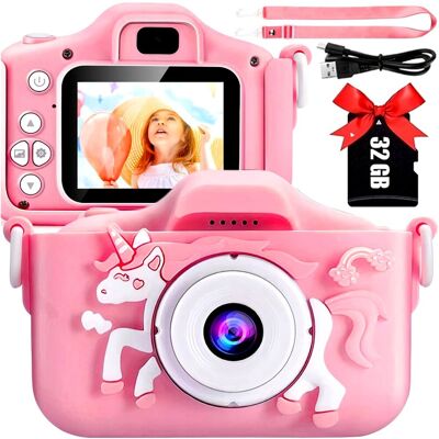 CamOne Aparat Cyfrowy dla Dzieci Fotograficzny Kamera Unicorn + Karta 32 GB Różowy CamOne Aparat Cyfrowy dla Dzieci Fotograficzny Kamera Unicorn + Karta 32 GB Różowy