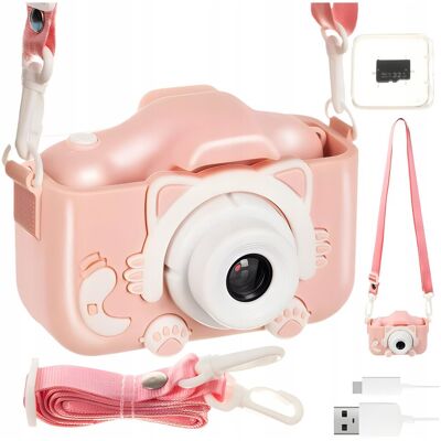aaa Aparat cyfrowy Dla Dzieci Fotograficzny Różowy Karta 32GB Różowy Smycz Gry aaa Aparat cyfrowy Dla Dzieci Fotograficzny Różowy Karta 32GB Różowy Smycz Gry