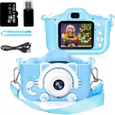 Aparat Cyfrowy Dla Dzieci Kotek z Kartą Pamięci 32 GB - Niebieski Aparat Cyfrowy Dla Dzieci Kotek z Kartą Pamięci 32 GB - Niebieski