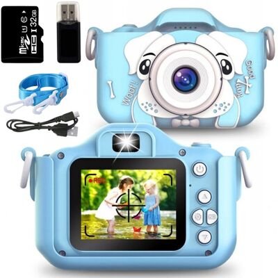 ZeeTech Aparat Cyfrowy Dla Dzieci Piesek z Kartą Pamięci 32GB - Niebieski ZeeTech Aparat Cyfrowy Dla Dzieci Piesek z Kartą Pamięci 32GB - Niebieski