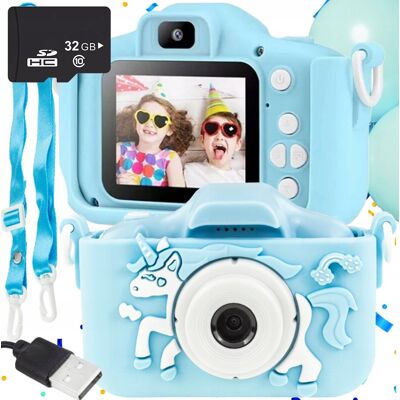 Lewer Aparat Cyfrowy Dzieci Dziecka Fotograficzny Niebieski Unicorn + Karta 32Gb Lewer Aparat Cyfrowy Dzieci Dziecka Fotograficzny Niebieski Unicorn + Karta 32Gb