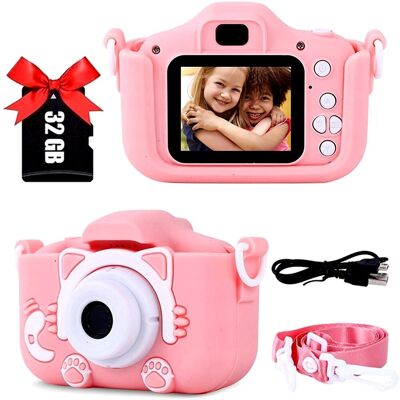PROFOTO Aparat Fotograficzny Cyfrowy Dla Dzieci Kamera + Karta 32 Gb Różowy PROFOTO Aparat Fotograficzny Cyfrowy Dla Dzieci Kamera + Karta 32 Gb Różowy