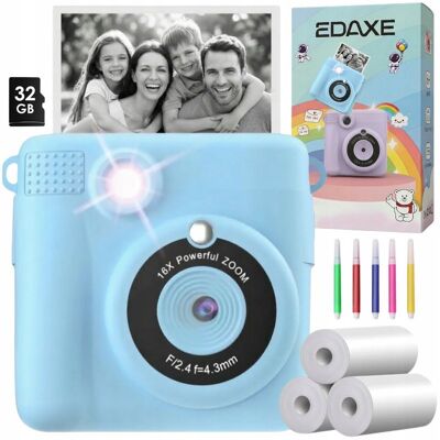 EDAXE Aparat Fotograficzny Dla Dzieci Cyfrowy Natychmiastowy Z Drukarką + Wkłady EDAXE Aparat Fotograficzny Dla Dzieci Cyfrowy Natychmiastowy Z Drukarką + Wkłady