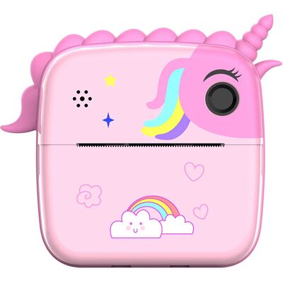 Inny producent Aparat fotograficzny dla dzieci z natychmiastową drukarką zdjęć, karta USB, zestaw gier, papier rolki x5, kolor różowy Inny producent Aparat fotograficzny dla dzieci z natychmiastową drukarką zdjęć, karta USB, zestaw gier, papier rolki x5, kolor różowy
