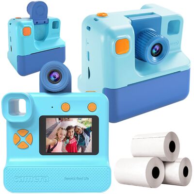 TelForceOne S.A. Aparat Natychmiastowy Forever ICS-19 dla Dzieci z Modułem Selfie, Wideo, MP3 i Drukarką Termiczną + 4 Rolki Papieru Niebieski TelForceOne S.A. Aparat Natychmiastowy Forever ICS-19 dla Dzieci z Modułem Selfie, Wideo, MP3 i Drukarką Termiczną + 4 Rolki Papieru Niebieski