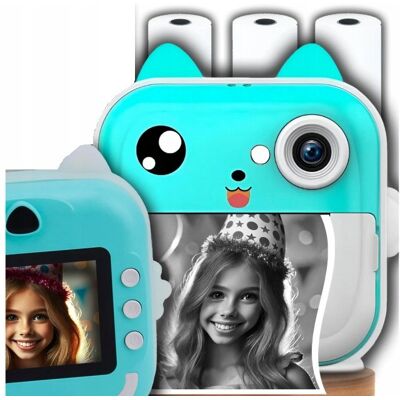 Inny producent Aparat Natychmiastowy Mini Drukarka Drukuś Dla Dzieci + 10 Rolek Niebieski Inny producent Aparat Natychmiastowy Mini Drukarka Drukuś Dla Dzieci + 10 Rolek Niebieski
