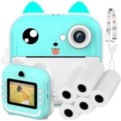 Inny producent Aparat Natychmiastowy Mini Drukarka Drukuś Dla Dzieci + 5 Rolek Niebieski Inny producent Aparat Natychmiastowy Mini Drukarka Drukuś Dla Dzieci + 5 Rolek Niebieski