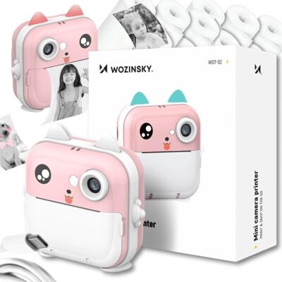 Aparat z drukarką termiczną Wozinsky WDT-01 kamera, dla dzieci - różowy + Rolki HURC10N5 do drukarki termicznej z aparatem fotograficznym HURC10 - b.. Aparat z drukarką termiczną Wozinsky WDT-01 kamera, dla dzieci - różowy + Rolki HURC10N5 do drukarki termicznej z aparatem fotograficznym HURC10 - b..