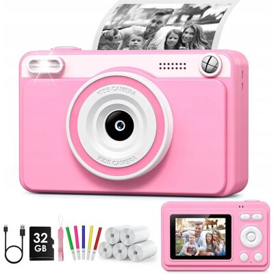 Inny producent GREENKINDER Natychmiastowy aparat cyfrowy HD drukarka 32GB SD różowy Inny producent GREENKINDER Natychmiastowy aparat cyfrowy HD drukarka 32GB SD różowy