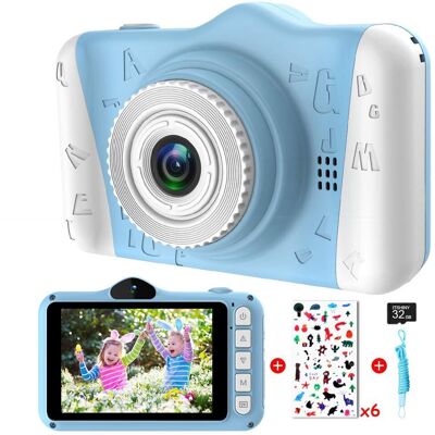 Inny producent Kamera dla dzieci – aparat cyfrowy z dużym ekranem 3,5-calowym 1080P HD 12 MP, karta SD 32 GB, USB, kamera do selfie, niebieski Inny producent Kamera dla dzieci – aparat cyfrowy z dużym ekranem 3,5-calowym 1080P HD 12 MP, karta SD 32 GB, USB, kamera do selfie, niebieski