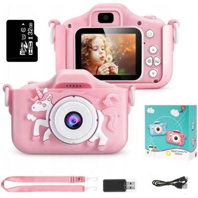 ZeeTech, Aparat Cyfrowy Dla Dzieci, Jednorożec, 40 Mpx Z Kartą Pamięci 32Gb, Różowy ZeeTech, Aparat Cyfrowy Dla Dzieci, Jednorożec, 40 Mpx Z Kartą Pamięci 32Gb, Różowy