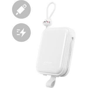 Joyroom powerbank z kablami USB C i Lightning oraz podstawką Cutie Series 10000mAh 22.5W biały (JR-L008)