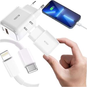 4kom Ładowarka sieciowa 20W USB + typ C USB-C PD QC 3.0 +  Kabel 1M do iPhone iPad iPod biały