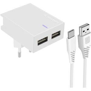 Podwójna ładowarka USB 3A Smart IC z podwójnym zasilaniem Kabel USB-C Swissten Slim White Podwójna ładowarka USB 3A Smart IC z podwójnym zasilaniem Kabel USB-C Swissten Slim White