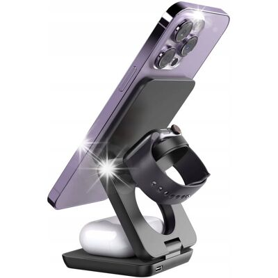 Inny producent 3w1 Ładowarka Indukcyjna Składana Magsafe Apple Iphone Watch Airpods 15w Qi / Md-28-15w-B Inny producent 3w1 Ładowarka Indukcyjna Składana Magsafe Apple Iphone Watch Airpods 15w Qi / Md-28-15w-B