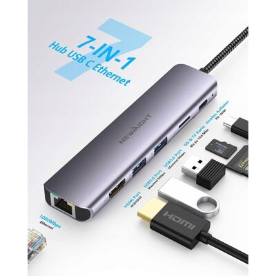 Inny producent Adapter USB C na podwójny HD stacja dokująca Newmight 7 w 1 USB C 100W HUB Inny producent Adapter USB C na podwójny HD stacja dokująca Newmight 7 w 1 USB C 100W HUB