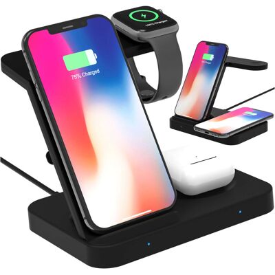 Tech-Protect Ładowarka indukcyjna Qi 15W do iPhone Apple Watch AirPods bezprzewodowa 3w1 Stacja dokująca Czarna Tech-Protect Ładowarka indukcyjna Qi 15W do iPhone Apple Watch AirPods bezprzewodowa 3w1 Stacja dokująca Czarna