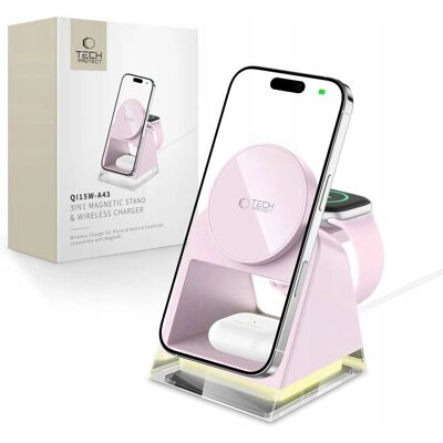 Tech-Protect QI15W-A43 3w1 MagSafe Bezprzewodowa Ładowarka - Bezprzewodowa Ładowarka Tech-Protect QI15W-A43 3w1 MagSafe Bezprzewodowa Ładowarka - Bezprzewodowa Ładowarka