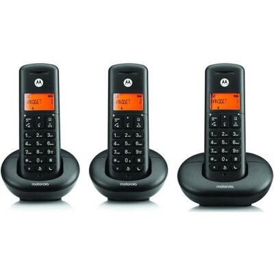 Telefon stacjonarny bezprzewodowy zestaw 3 szt. Motorola E203 czarny Telefon stacjonarny bezprzewodowy zestaw 3 szt. Motorola E203 czarny