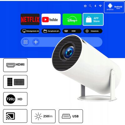 Inny producent MINI PROJEKTOR HY300 SMART TV FULL HD ANDROID WIFI DO DOMU SUPER PREZENT Inny producent MINI PROJEKTOR HY300 SMART TV FULL HD ANDROID WIFI DO DOMU SUPER PREZENT