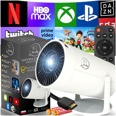 Heelly Mini Projektor obrotowy LED Android WiFi BT 5.0 SMART TV Heelly Mini Projektor obrotowy LED Android WiFi BT 5.0 SMART TV