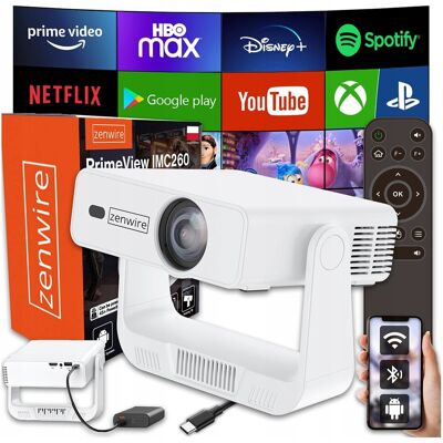 Zenwire Mini Projektor Przenośny Rzutnik Android 14 WiFi 360 Full HD 4K do Telefonu Zenwire Mini Projektor Przenośny Rzutnik Android 14 WiFi 360 Full HD 4K do Telefonu