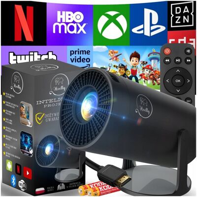 ORYGINALNY PROJEKTOR LED HEELLY ANDROID OBROTOWY 4K Mini czarny ORYGINALNY PROJEKTOR LED HEELLY ANDROID OBROTOWY 4K Mini czarny