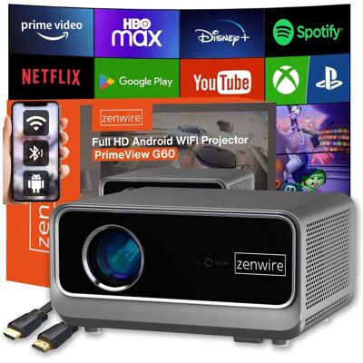 Projektor Rzutnik Android Google TV FULL HD 4K 39000lm WiFi Przenośny SMART Zenwire G60 Projektor Rzutnik Android Google TV FULL HD 4K 39000lm WiFi Przenośny SMART Zenwire G60