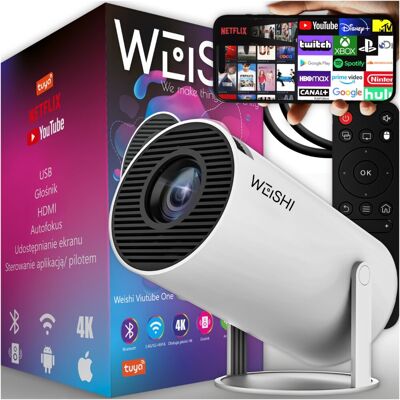 WEISHI PROJEKTOR RZUTNIK BEZPRZEWODOWY FULL HD SMART TV BLUETOOTH WIFI PRZENOŚNY WEISHI PROJEKTOR RZUTNIK BEZPRZEWODOWY FULL HD SMART TV BLUETOOTH WIFI PRZENOŚNY