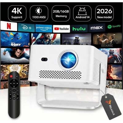 PROJEKTOR RZUTNIK LED 1100 ANSI 4K 140' ANDROID 14 SMART TV WIFI 6 HDR10+ REAGLE PROJEKTOR RZUTNIK LED 1100 ANSI 4K 140' ANDROID 14 SMART TV WIFI 6 HDR10+ REAGLE