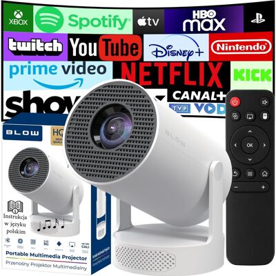 Blow PROJEKTOR RZUTNIK OBROTOWY ANDROID SMART TV WIFI FULL HD GŁOŚNIK LED HDMI Blow PROJEKTOR RZUTNIK OBROTOWY ANDROID SMART TV WIFI FULL HD GŁOŚNIK LED HDMI