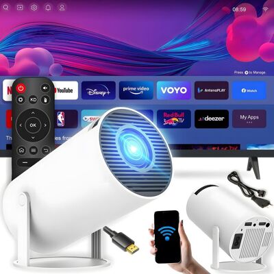 Retoo PROJEKTOR RZUTNIK WIFI ANDROID PRZENOŚNY OBROTOWY SMART 4K GŁOŚNIK BLUETOOTH Retoo PROJEKTOR RZUTNIK WIFI ANDROID PRZENOŚNY OBROTOWY SMART 4K GŁOŚNIK BLUETOOTH