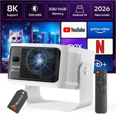 RZUTNIK PROJEKTOR LED 900 ANSI REAGLE 8K 4K 140' ANDROID 14 SMART TV WIFI 6 HDR10 RZUTNIK PROJEKTOR LED 900 ANSI REAGLE 8K 4K 140' ANDROID 14 SMART TV WIFI 6 HDR10