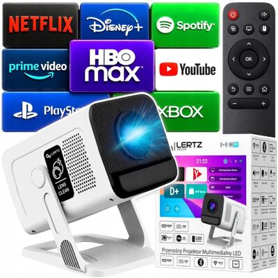 LERTZ Projektor Android 14 Wifi Rzutnik Smart Tv Led Full Hd 4k Hy390 Pro Wifi Lz LERTZ Projektor Android 14 Wifi Rzutnik Smart Tv Led Full Hd 4k Hy390 Pro Wifi Lz