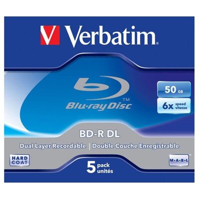 Inny producent Płyty Blue-Ray Verbatim 50gb 6x Bd-R Dl 5szt Szary 43748 Inny producent Płyty Blue-Ray Verbatim 50gb 6x Bd-R Dl 5szt Szary 43748