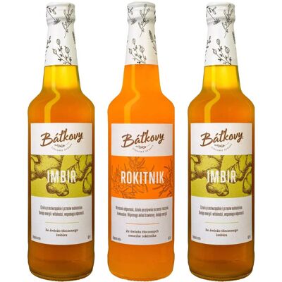 Inny producent 3x Syrop Batkovy 2 Imbir 1 Rokitnik JESIEŃ Inny producent 3x Syrop Batkovy 2 Imbir 1 Rokitnik JESIEŃ