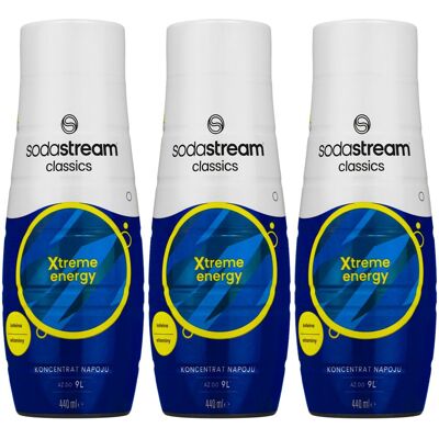 Syrop energetyczny SODASTREAM Xtreme Energy, 3 szt. - 440 ml koncentrat do saturatora energy drink gazowana woda domowy napój z kofeiną Syrop energetyczny SODASTREAM Xtreme Energy, 3 szt. - 440 ml koncentrat do saturatora energy drink gazowana woda domowy napój z kofeiną