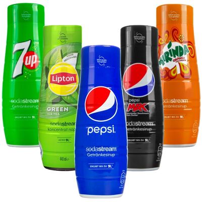 Syrop do napojów SODASTREAM zestaw, 5 szt. – Pepsi 7UP Mirinda Lipton koncentrat do saturatora napój gazowany Syrop do napojów SODASTREAM zestaw, 5 szt. – Pepsi 7UP Mirinda Lipton koncentrat do saturatora napój gazowany