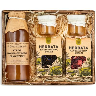 Jedwabny Szlak BOX Prezentowy Naturalny SYROP POMARAŃCZOWY herbata KONFITURA pomarańczowa Jedwabny Szlak BOX Prezentowy Naturalny SYROP POMARAŃCZOWY herbata KONFITURA pomarańczowa
