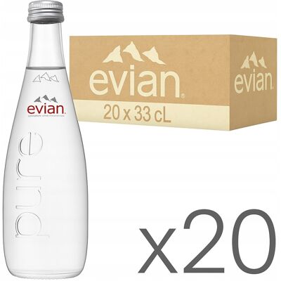 Evian Woda Naturalna Mineralna Niegazowana Wapń + Magnez - Szkło - 20x0,33L Evian Woda Naturalna Mineralna Niegazowana Wapń + Magnez - Szkło - 20x0,33L