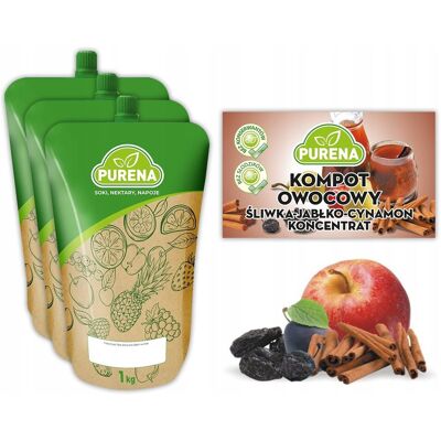 Kompot Śliwka-Jabłko-Cynamon Purena 3x1kg Na 18l Kompot Śliwka-Jabłko-Cynamon Purena 3x1kg Na 18l
