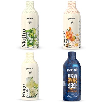 Dafi PUSHAIR 4 syropy do wody 500 APERITIF + MOJITO + HUGO + ENERGY Dafi PUSHAIR 4 syropy do wody 500 APERITIF + MOJITO + HUGO + ENERGY