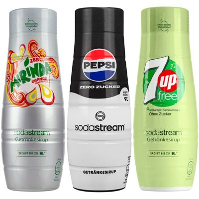 Syrop do wody SODASTREAM zestaw, 3 szt. - Pepsi Max Mirinda 7UP bez cukru koncentrat napój gazowany saturator Syrop do wody SODASTREAM zestaw, 3 szt. - Pepsi Max Mirinda 7UP bez cukru koncentrat napój gazowany saturator