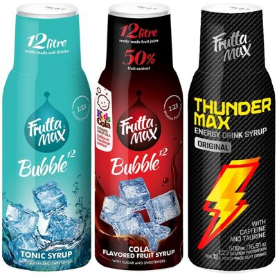 Syrop do napojów FRUTTAMAX Zestaw, 3 szt. - Tonic Cola Energy Drink koncentrat do saturatora napój gazowany niskokaloryczny Syrop do napojów FRUTTAMAX Zestaw, 3 szt. - Tonic Cola Energy Drink koncentrat do saturatora napój gazowany niskokaloryczny